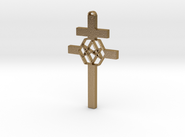 Thelema Cross in Polished Gold Steel