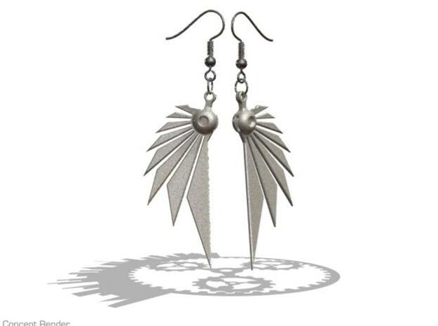 Bladewing Earrings - Fish Hooks in Polished Bronzed Silver Steel