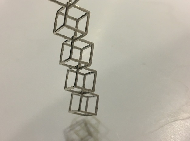 Interlocking Cube Necklace 5 in Natural Silver (Interlocking Parts)