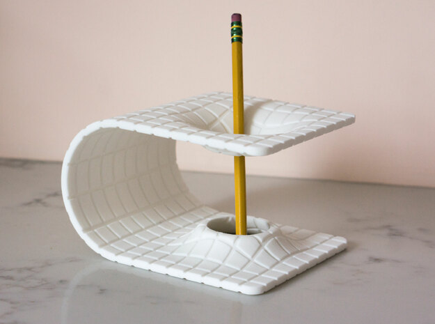 Einstein-Rosen Bridge (Wormhole) Pencil Holder in White Natural Versatile Plastic: Large