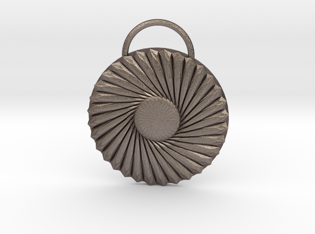 Twisted Daisy Medallion in Polished Bronzed Silver Steel