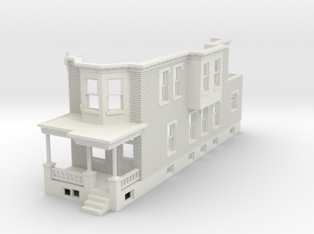 HO scale WEST PHILLY ROW HOME END  in White Natural Versatile Plastic