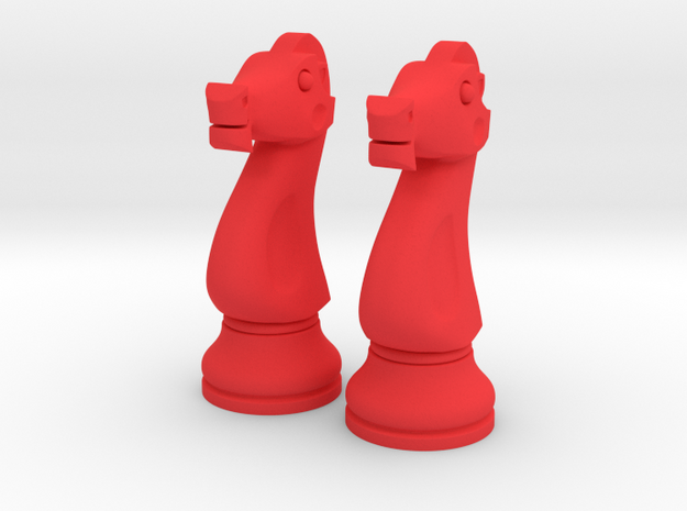 Pair Knight Chess Big - Timur Knight "Asp" in Red Processed Versatile Plastic