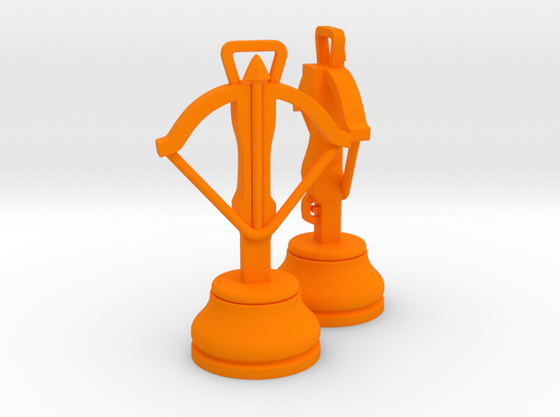 Pair Chess Crossbow / War Machine / Dabbabah  in Orange Processed Versatile Plastic