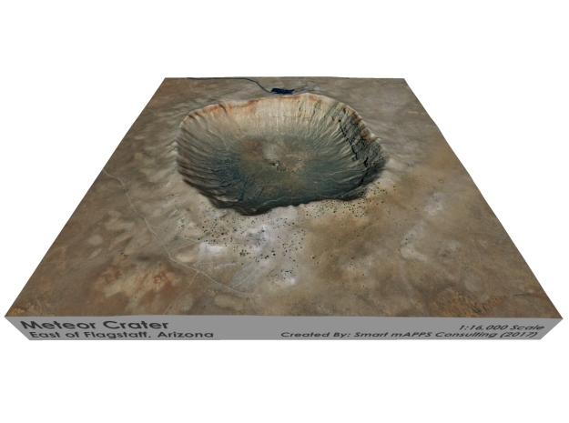 Meteor Crater Map, Arizona: 6 Inch in Full Color Sandstone