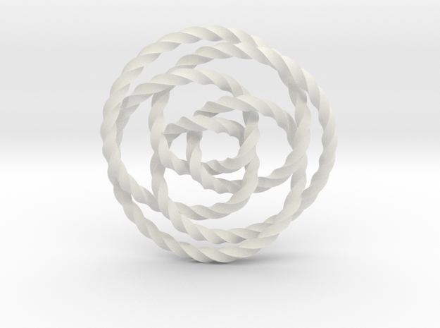 Rose knot 3/5 (Twisted square) in White Natural Versatile Plastic: Extra Small