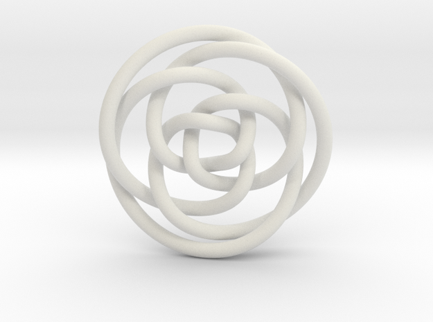 Rose knot 3/5 (Circle) in White Natural Versatile Plastic: Extra Small