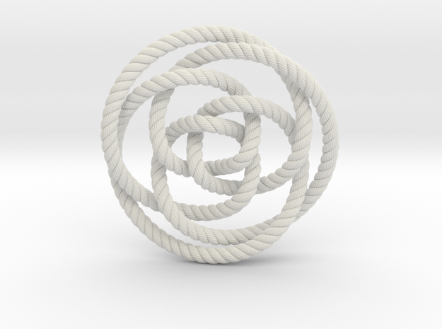 Rose knot 3/5 (Rope with detail) in White Natural Versatile Plastic: Extra Small