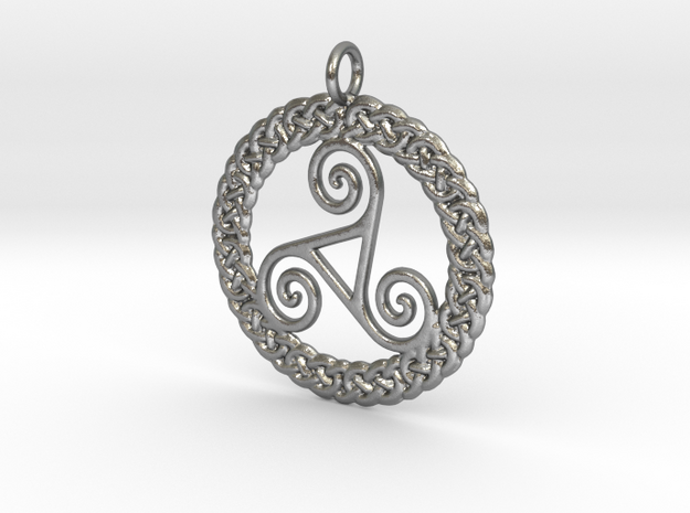 Triskelion Knot work Pendant No.2 in Natural Silver