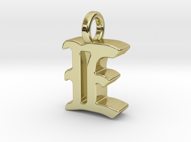 E - Pendant - 3 mm thk. in 18k Gold Plated Brass