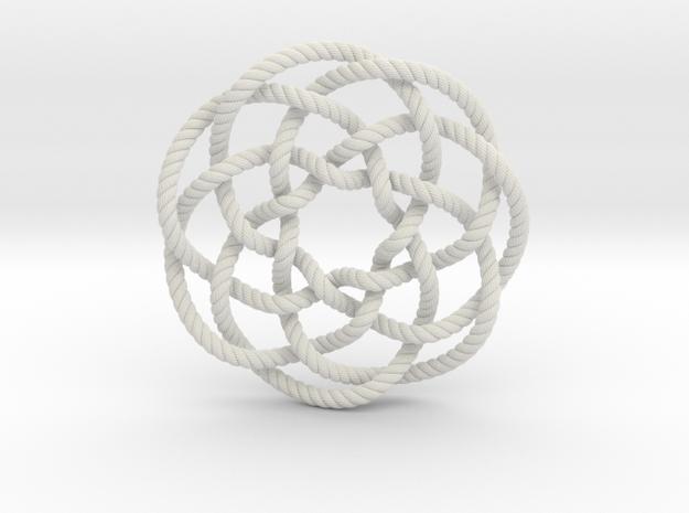 Rose knot 7/5 (Rope with detail) in White Natural Versatile Plastic: Extra Small