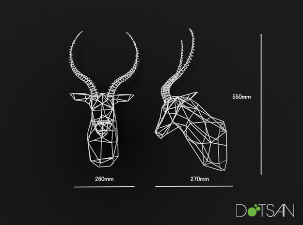 3D Printed Antelope Trophy Head XL in White Natural Versatile Plastic