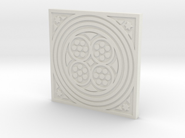 1:9 Scale Square Circles Manhole Cover in White Natural Versatile Plastic