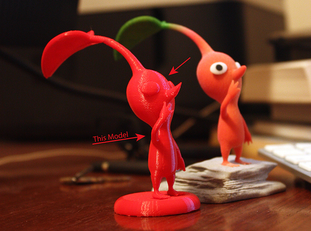 Red Pikmin standing in Red Processed Versatile Plastic