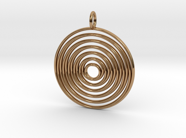 Pendant "Spiralinsky" 28mm Diameter + Loop in Polished Brass