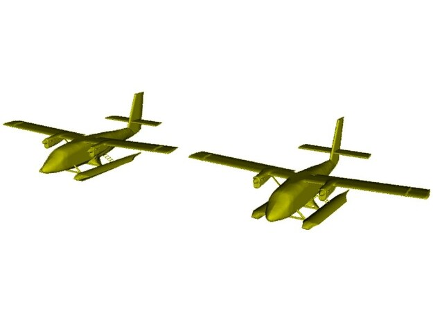 1/200 scale DHC-6 Twin Otter seaplanes x 2 in Clear Ultra Fine Detail Plastic