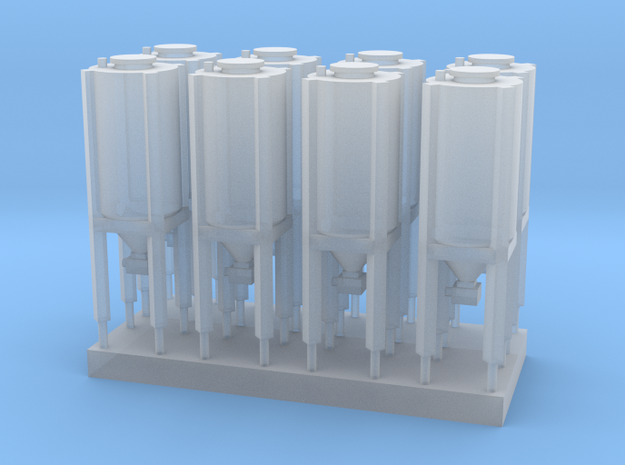 Silo T Scale 1:450 8 pcs set  in Smooth Fine Detail Plastic
