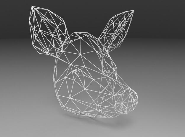Wireframe pig head in White Natural Versatile Plastic