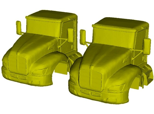 1/87 scale Kenworth T370 truck cabins x 2 in Clear Ultra Fine Detail Plastic