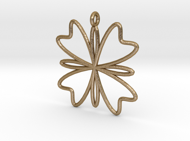 Four Petal Pendant in Polished Gold Steel