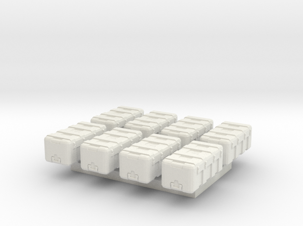 1/87 Scale Equipment Cases x8 in White Natural Versatile Plastic