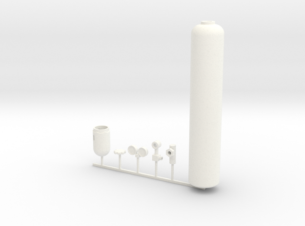 1/10 scale OXYGEN BOTTLE KIT in White Processed Versatile Plastic