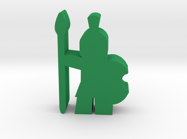 Game Piece, Trojan Hoplite in Green Processed Versatile Plastic