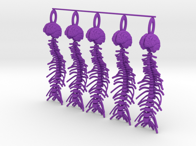 Brain and Spine...necklace pendant! in Purple Processed Versatile Plastic