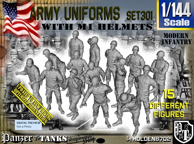 1/144 Modern Uniforms M1 Helmets Set301 in Tan Fine Detail Plastic