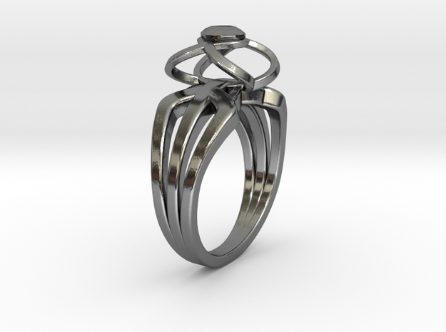 3-2 Enneper Curve Triple Ring (001) in Fine Detail Polished Silver