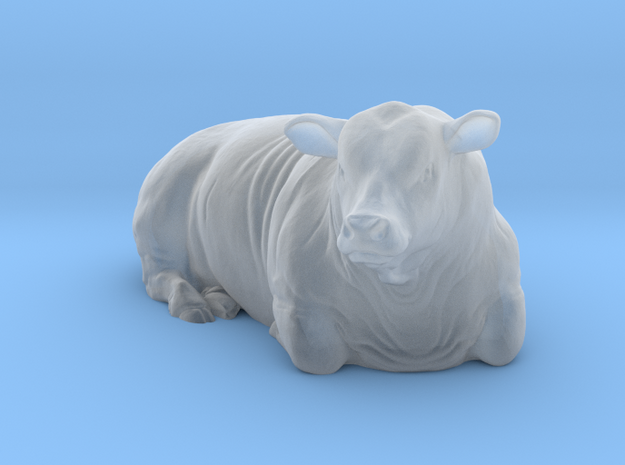 1/64 Lying Polled Bull Right Turn in Smooth Fine Detail Plastic