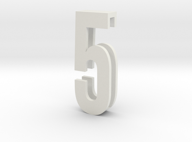 Choker Slide Letters (4cm) - Number 5 in White Natural Versatile Plastic