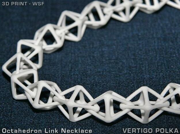 Octahedron Link Necklace in White Natural Versatile Plastic