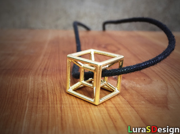 The Hypercube in Polished Bronzed Silver Steel