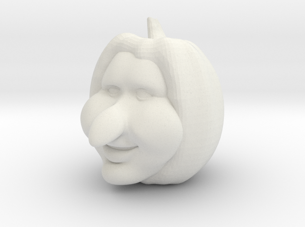 Halloween Pumpkin, 3d Carved Happy Toon Face in White Natural Versatile Plastic