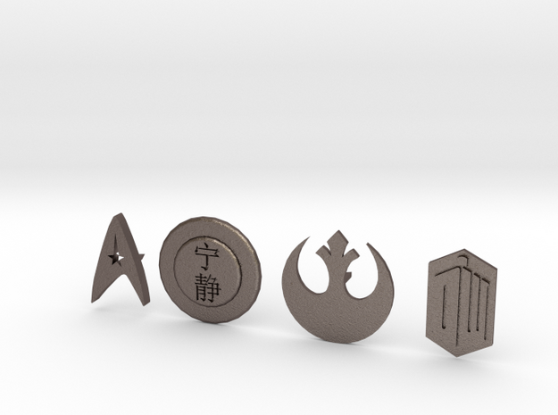SciFi pins in Polished Bronzed Silver Steel