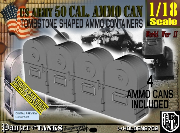 1/18 Tombstone Cal 50 Ammo Can Set001 in Tan Fine Detail Plastic