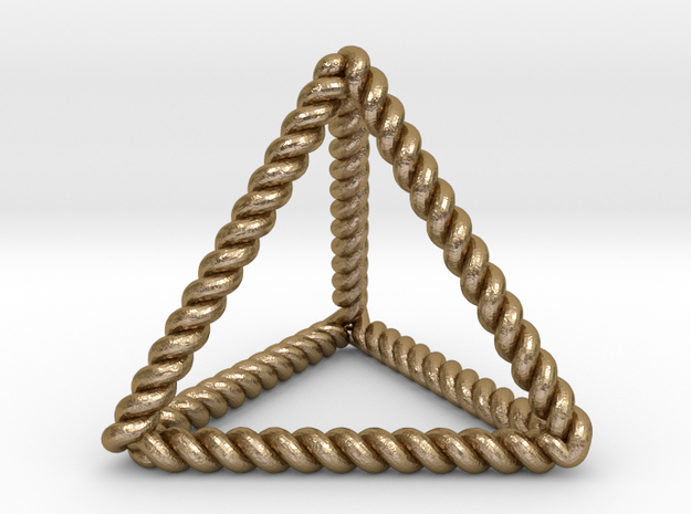 Twisted Tetrahedron RH 1.5" in Polished Gold Steel