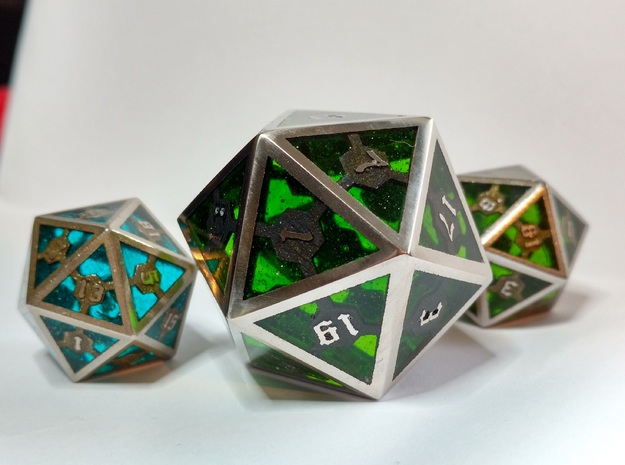 D20 Epoxy Dice extra large edition in Matte Black Steel