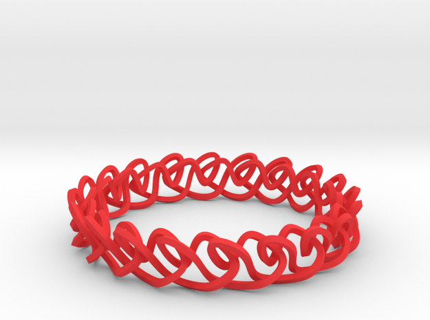 Chain stitch knot bracelet (Square) in Red Processed Versatile Plastic: Medium