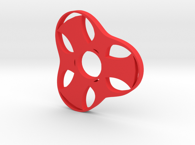 Trefoil Spinner - Red Strong & Flexible in Red Processed Versatile Plastic