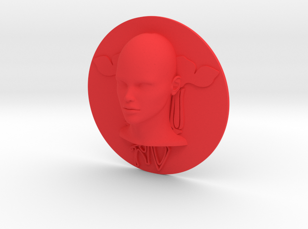 Art Nouveau - Round Disc 80mm (002) in Red Processed Versatile Plastic