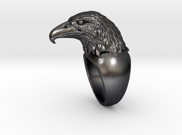 Eagle_Ring_18mm_Inside in Polished and Bronzed Black Steel: Large