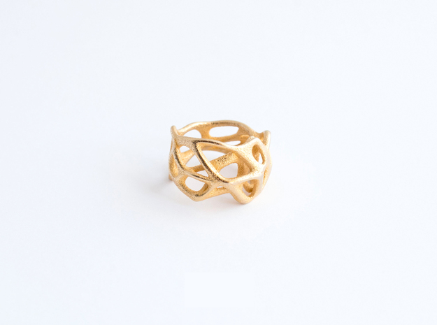 Voronoi Ring Size US 5.0 in Polished Gold Steel