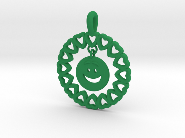 19- HEART CIRCLES Smiley FACE-Loops in Green Processed Versatile Plastic: Small