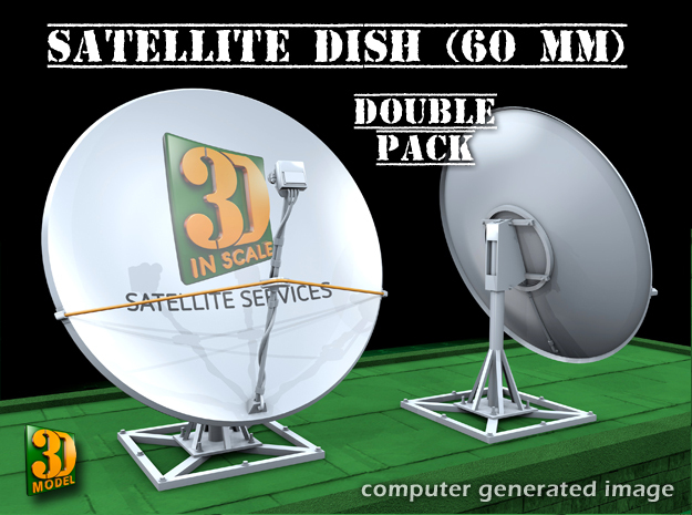 Satellite dish (60mm) double pack in Smooth Fine Detail Plastic