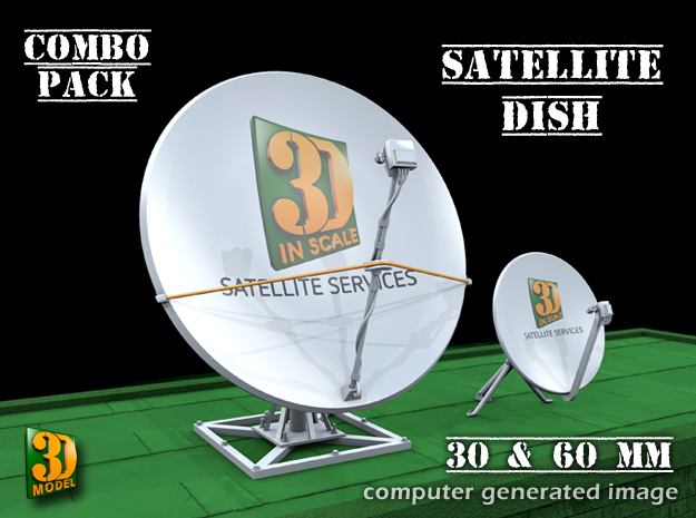 Satellite dish (30+60mm) - combo in Tan Fine Detail Plastic