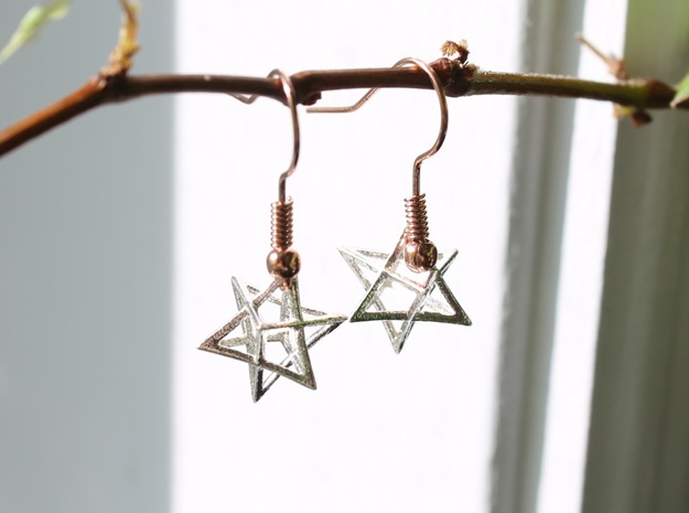 Star of David Earrings in Natural Silver: Small