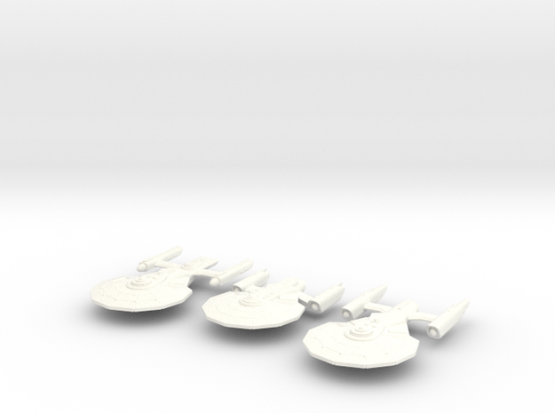 3 Starship Variants in White Processed Versatile Plastic