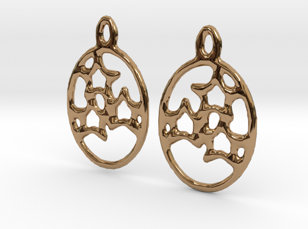 Oval 3 Star Earrings (pair) in Polished Brass